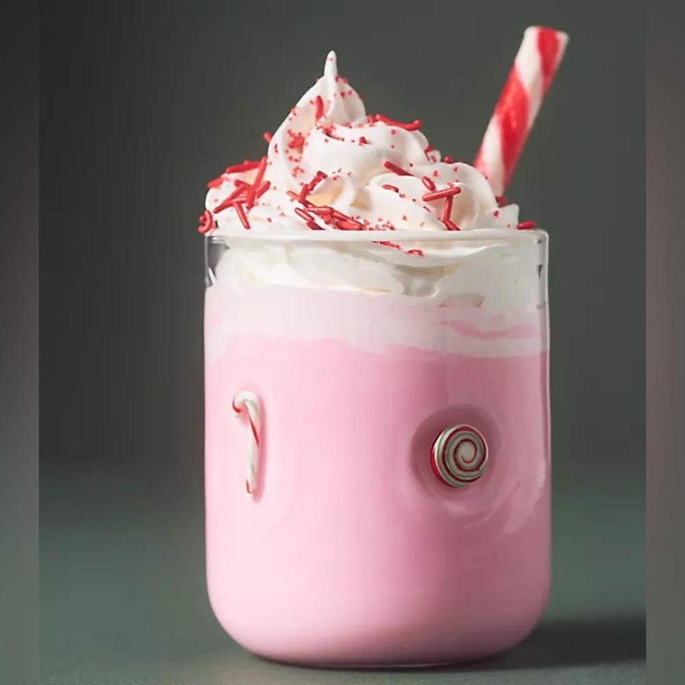 Anthropologie Festive Icon Juice Glass - Candy Cane / Peppermint